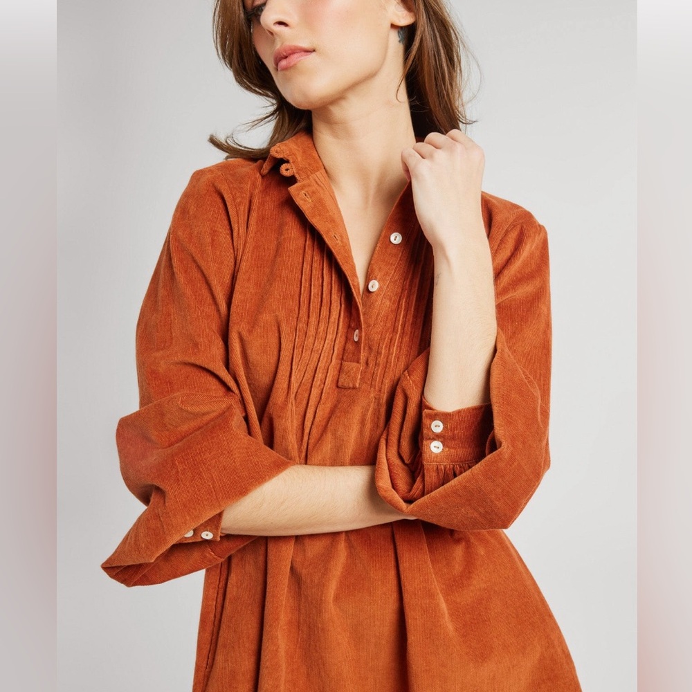 MILLE Bonnie Dress in cinnamon corduroy
